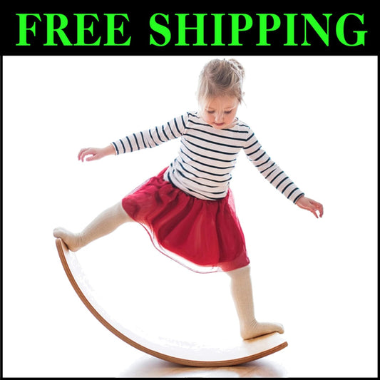 Natural Wooden Wobble Balance Board for Kids & Adults - 35 Inch Versatile Toy