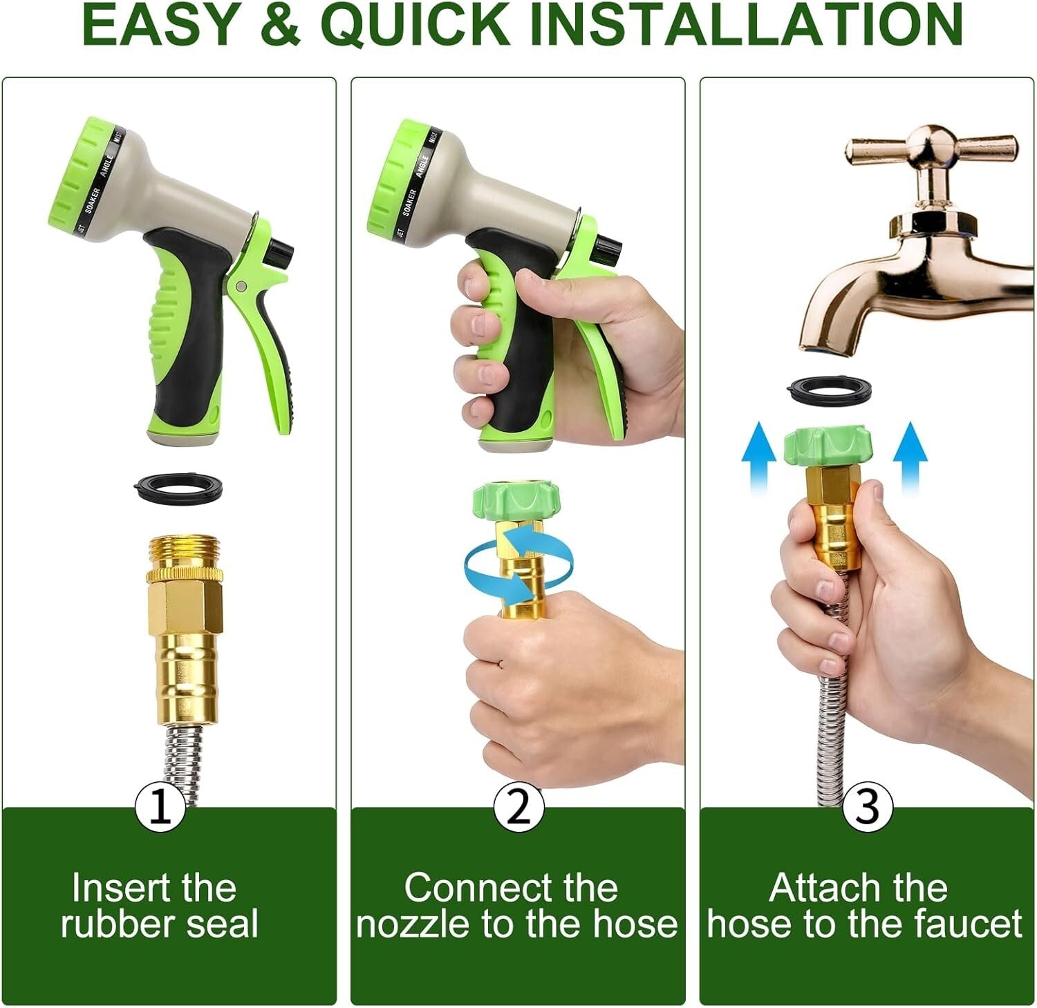 75 FT Long Metal Hose: Kink-Free, Leak-Proof with 10-Function Sprayer Included