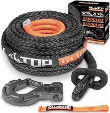 Load image into Gallery viewer, Reinforced 35000lbs Synthetic Winch Rope Kit with Sliding Protection - 76ft Long