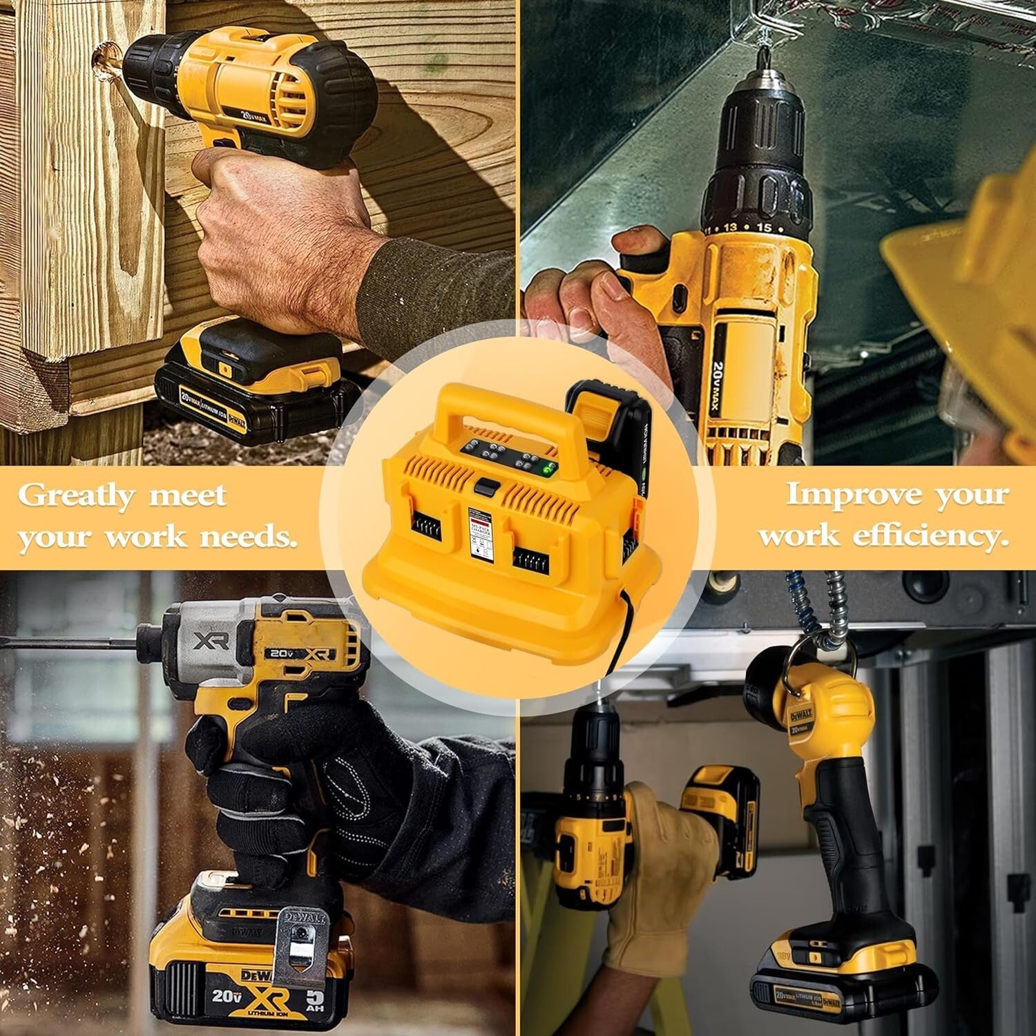 6-Port Rapid Battery Charger Station for Devvalt 20V/60V Batteries - AC 100-240V