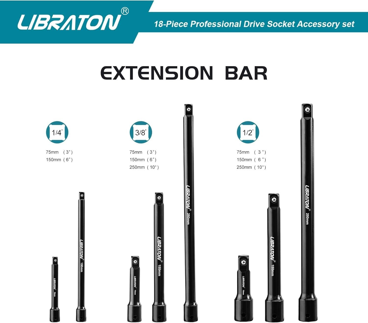 Chrome Vanadium 18-Piece Socket Extension & Swivel Set - Organized Storage