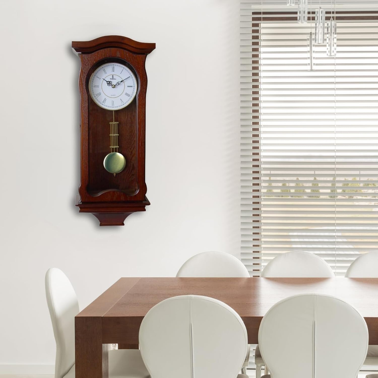 Classic Battery-Operated Pendulum Wall Clock - Silent & Decorative for Home