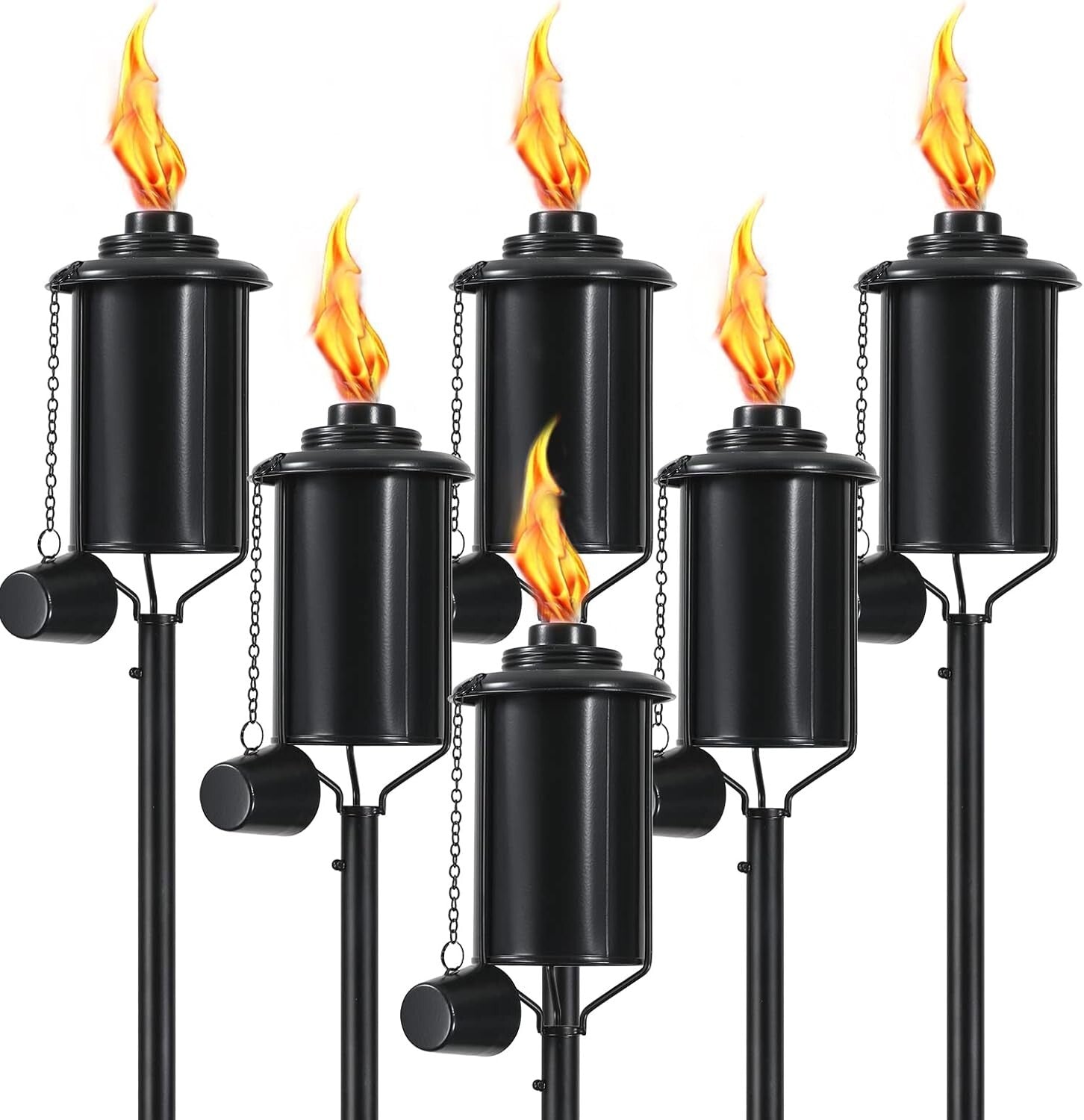 6-Pack Stylish 16 oz Citronella Torches - Adjustable Height for Outdoor Elegance