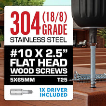 Load image into Gallery viewer, Rust Resistant 2 1/2 Inch Stainless Steel Deck Screws - Perfect for Outdoor Use
