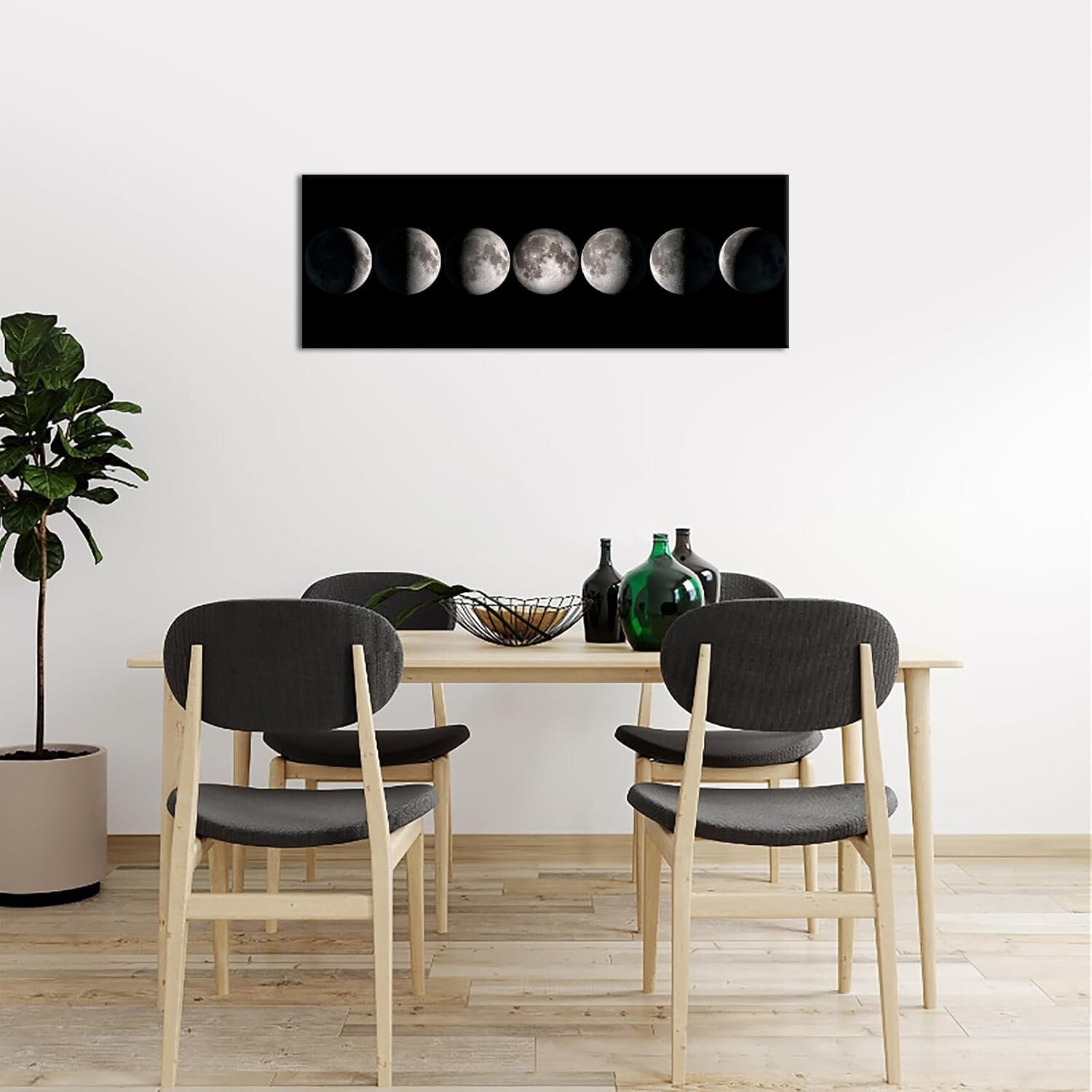 Sophisticated 20"x55" Moon Phases Canvas Artwork - Waterproof & Fade-Resistant
