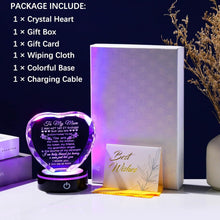 Load image into Gallery viewer, Personalized Crystal Keepsake for Mom - Heart Design with Vibrant LED Base
