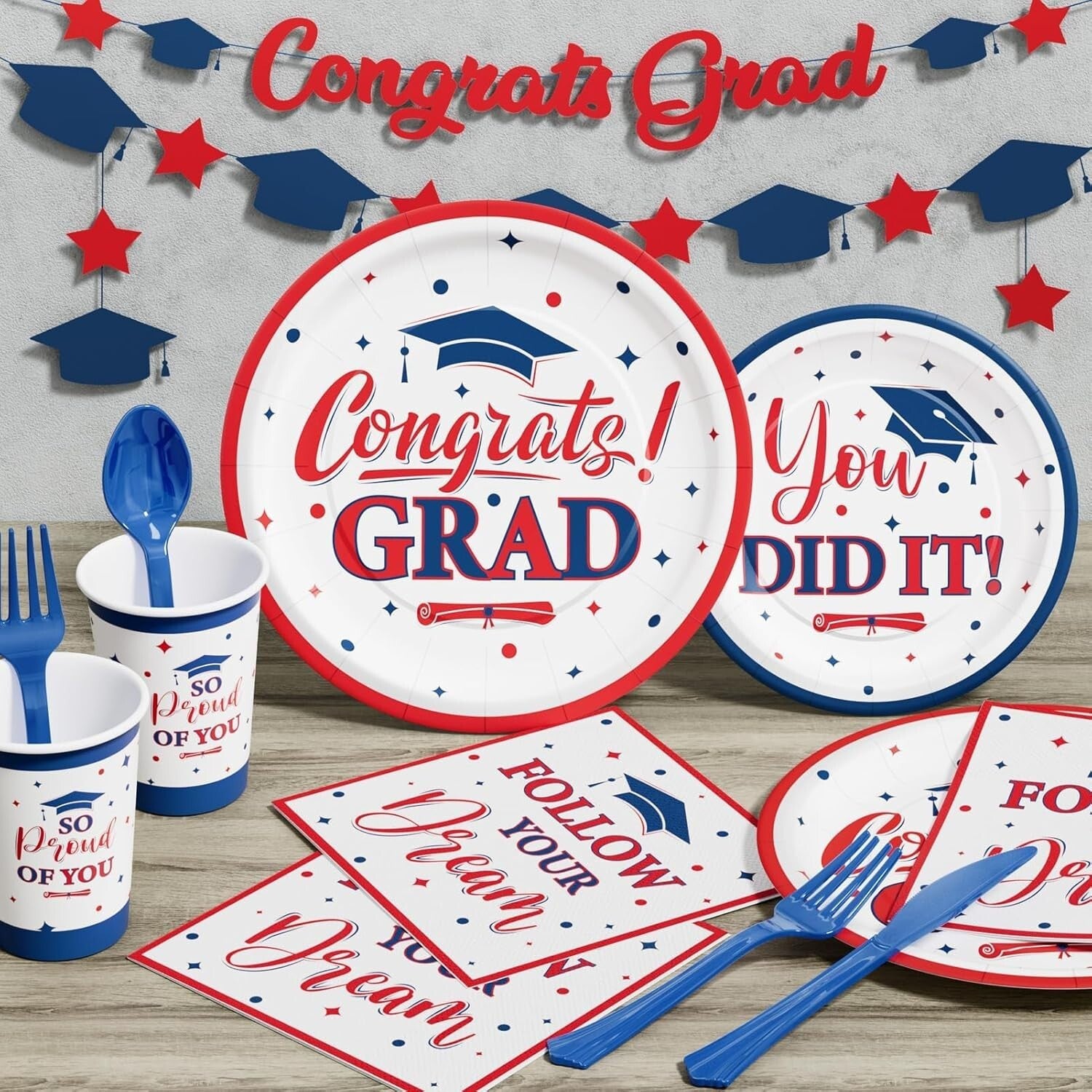 Celebratory 175 PCS Graduation Dinnerware - Easy Cleanup for Class of 2025