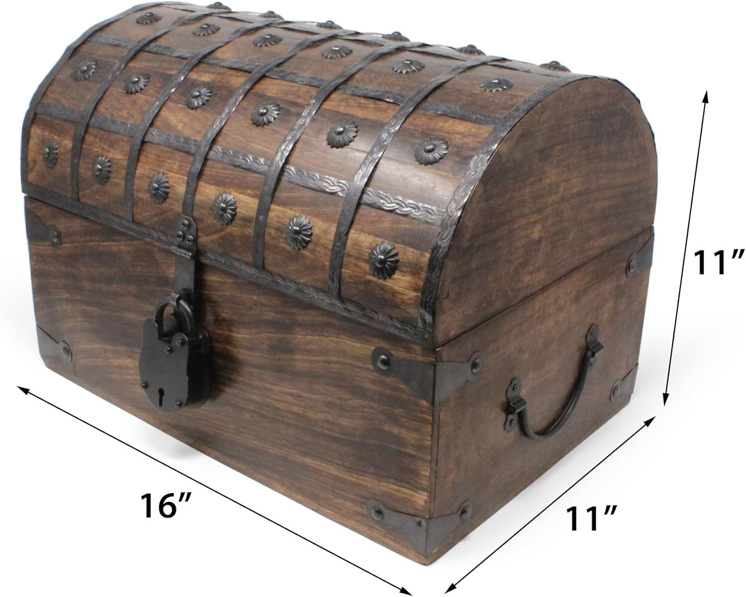 Elegant X-Large Velvet-Lined Treasure Chest with Antique Lock & Skeleton Keys