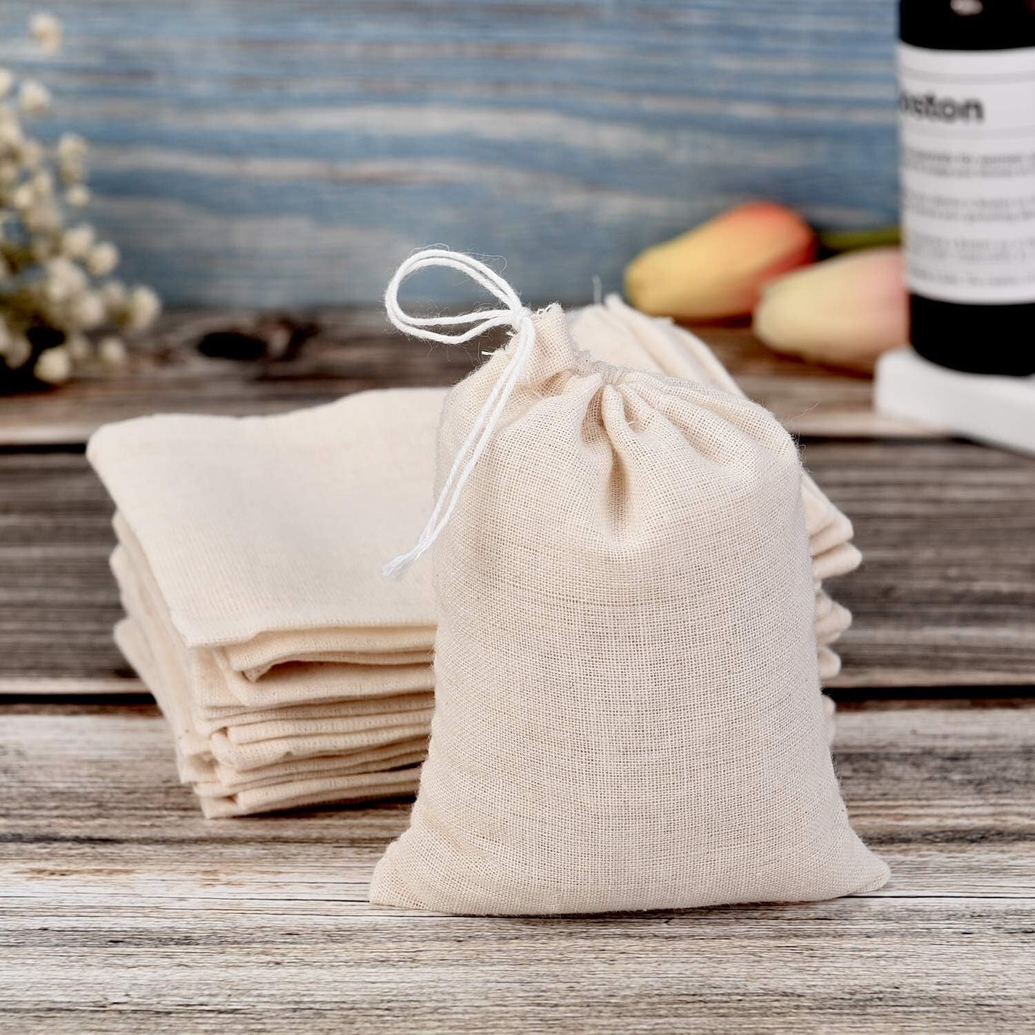 Reusable 3x4 Inch Cotton Drawstring Gift Bags - Pack of 400 for Weddings & More
