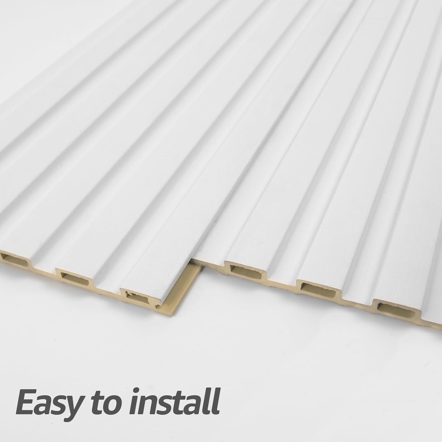 Durable 3D WPC Slat Wall Accent Panels - White, 8-Pack, Perfect for Home Design