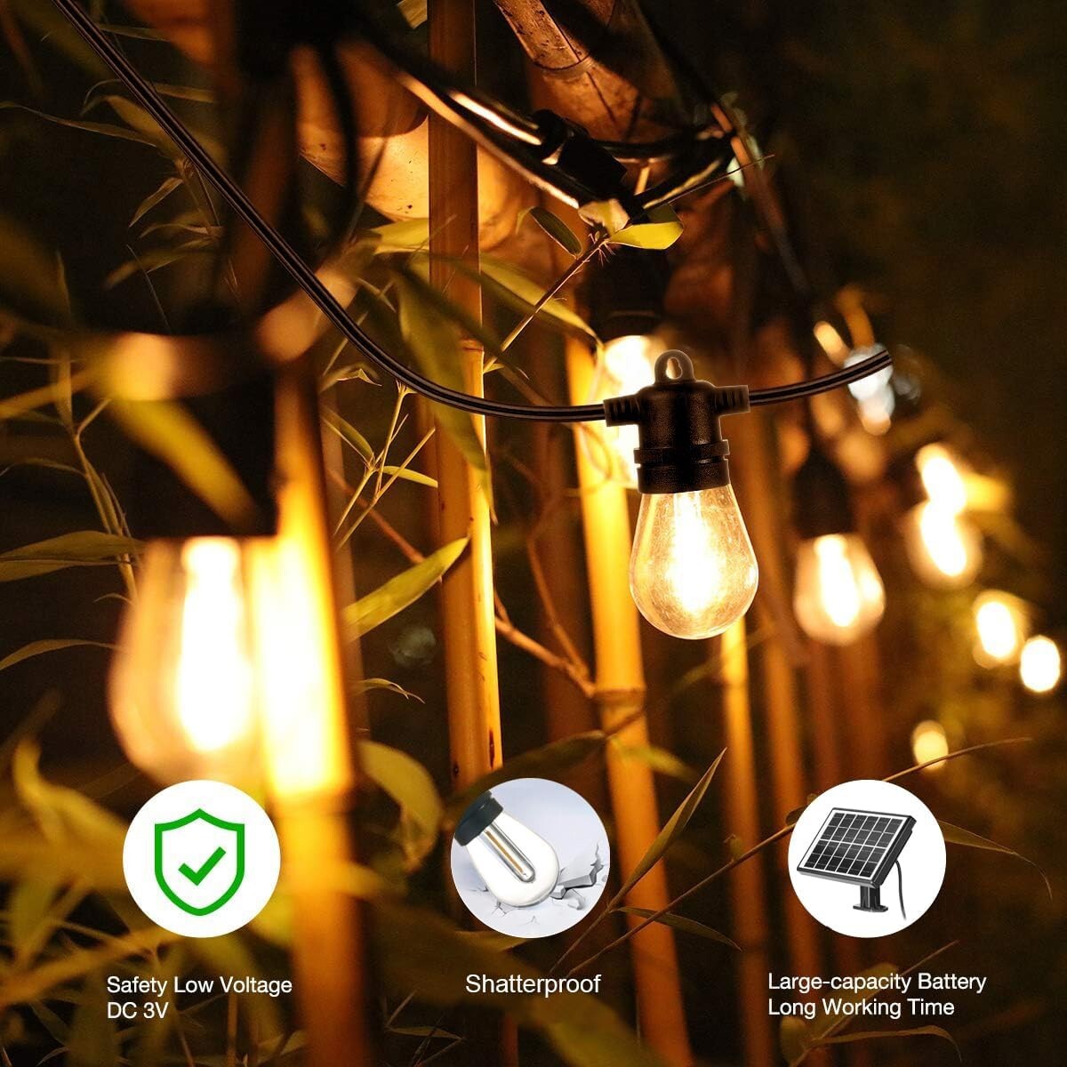 Waterproof & Shatterproof Solar LED String Lights - Perfect for All Occasions