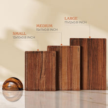 Load image into Gallery viewer, Set of 3 Elegant Walnut Wood Cutting Boards with Holder for Kitchen Organization