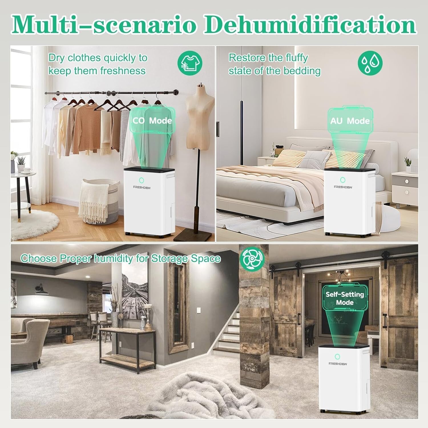 Advanced 50 Pints Dehumidifier for Residential Use, Auto Shutoff & Ergonomic