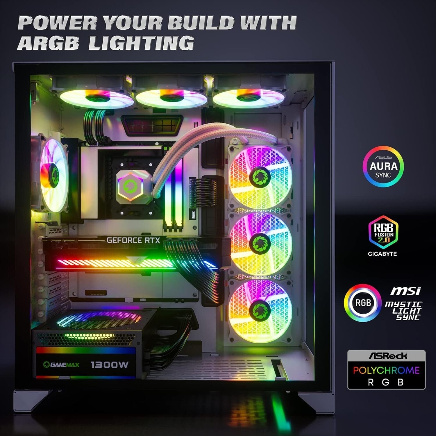 Premium 1300W Power Supply - 80+ Platinum Certified, RGB Lighting & Air Cooling