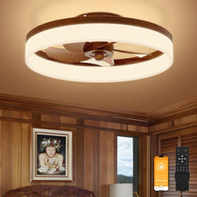Load image into Gallery viewer, Stylish 19.7in Walnut Farmhouse Ceiling Fan with Dimmable LED Lights &amp; Remote