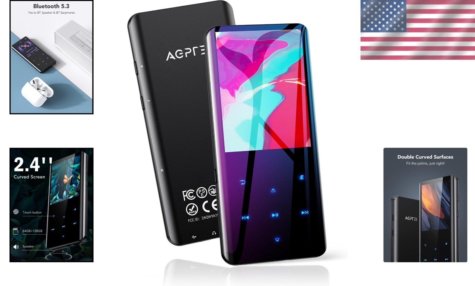 High-Capacity MP3 Player with Bluetooth, Built-in Speaker & FM Radio