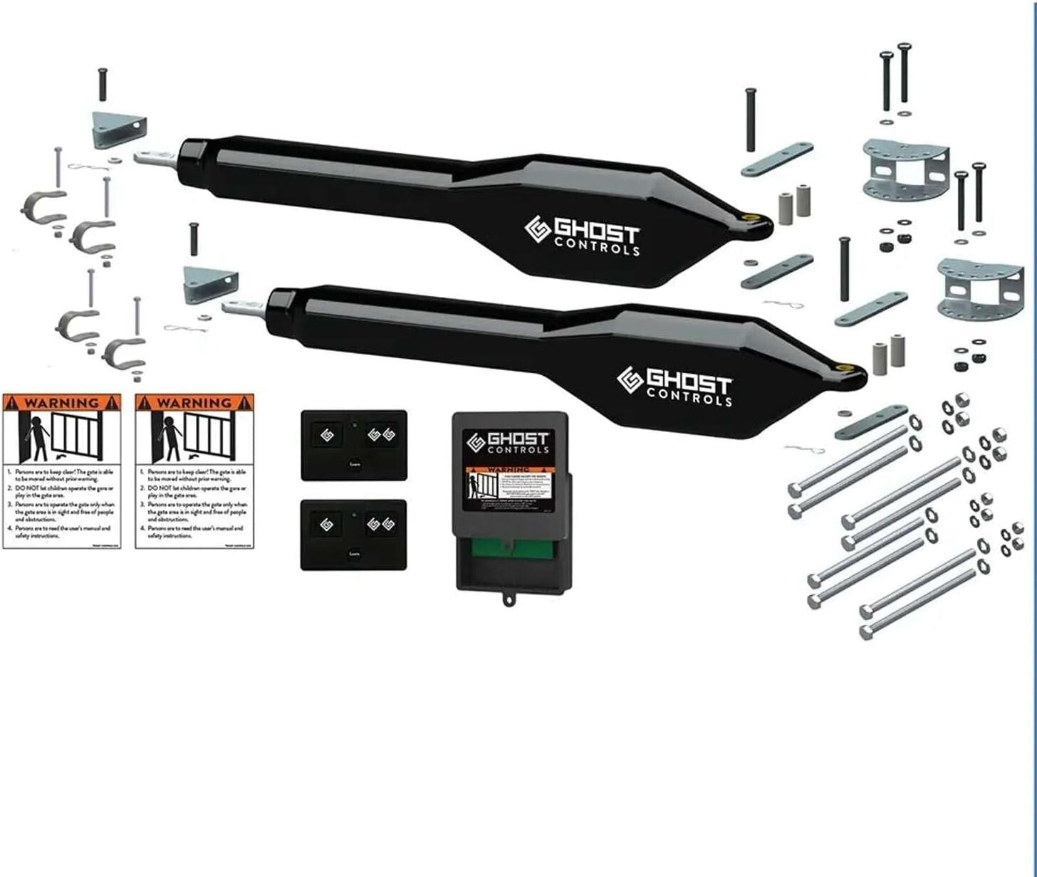Heavy-Duty Dual Swing Gate Opener Kit with Long-Range Remote - 300 lb Capacity
