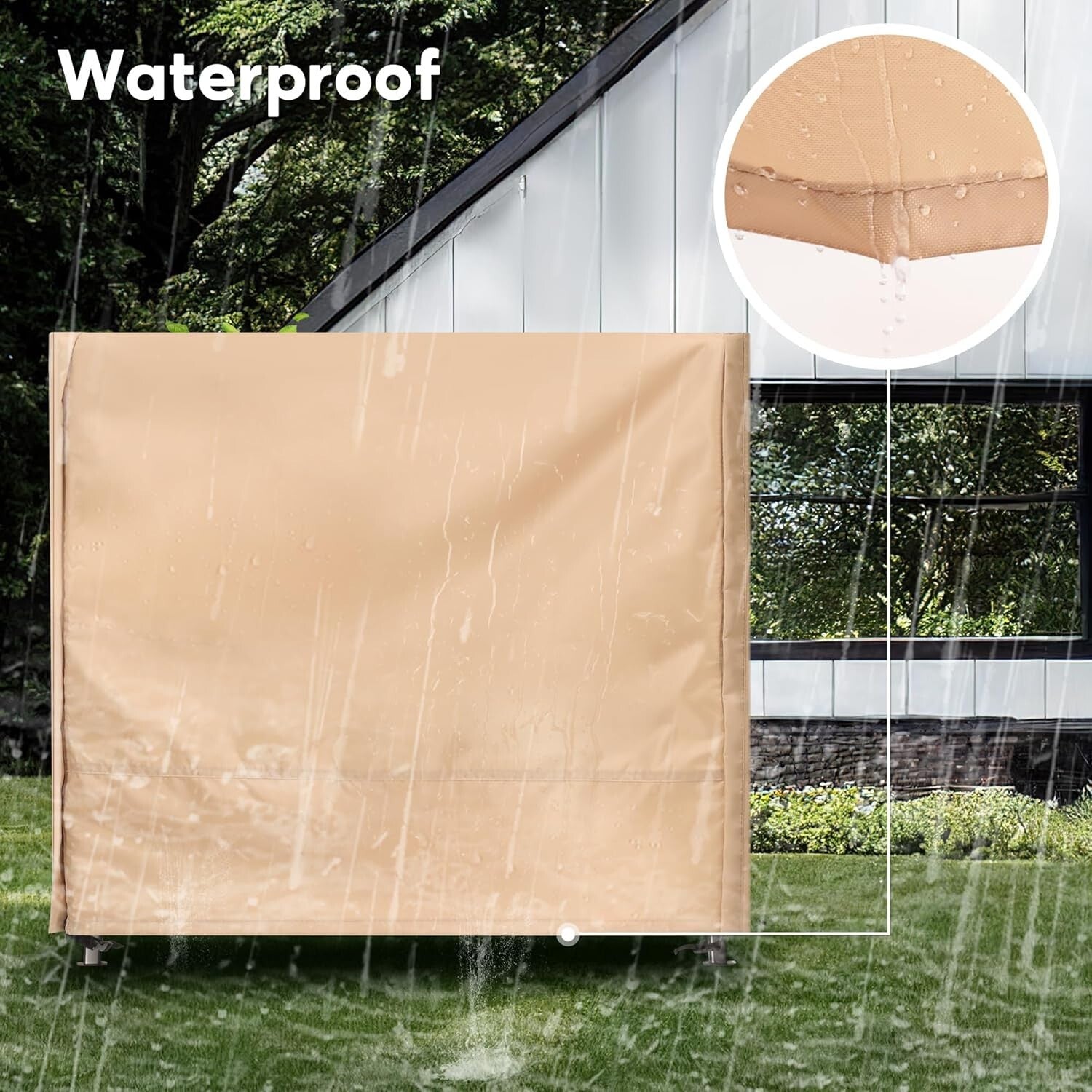 Elegant Beige Waterproof 3-Seat Swing Cover with UV Protection & Storage Bag