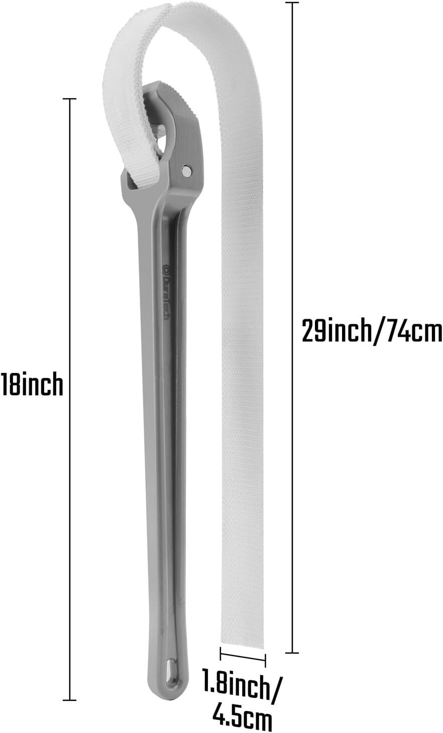 18-Inch Adjustable Nylon Strap Wrench with Aluminum Handle for Versatile Use