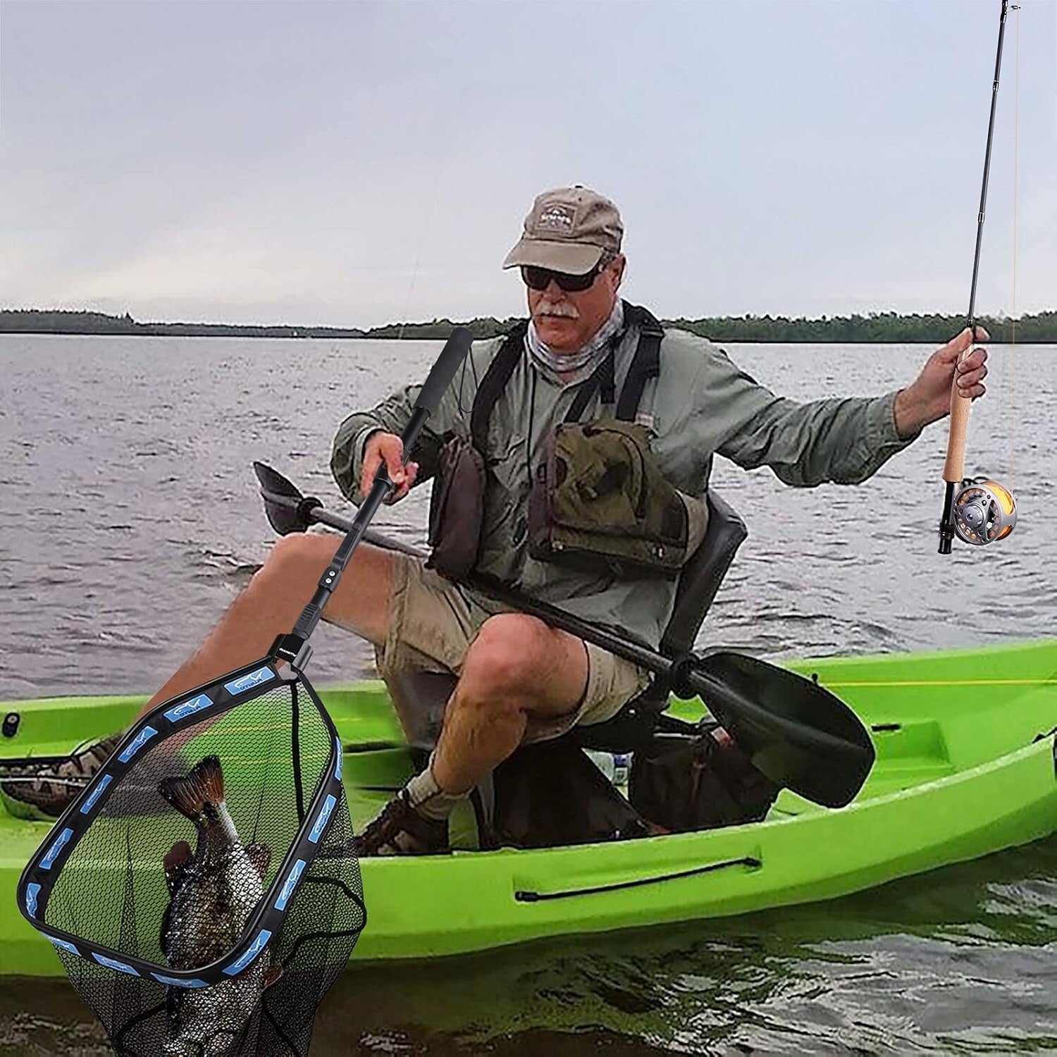 Lightweight Foldable Fishing Net for Easy Catch & Release - 19.7” Hoop Size