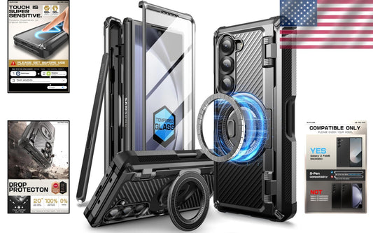 Shockproof Z Fold 6 Case with Built-in Ring Stand & Military Protection Features