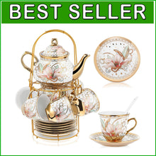 Load image into Gallery viewer, Exquisite Ceramic Tea Set - 20 Pcs with Gold Accents for Elegant Gatherings