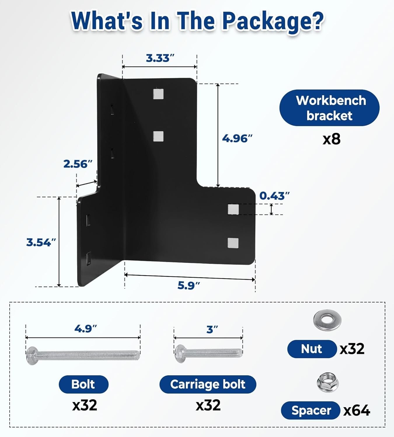 Black Coated 8pcs Heavy-Duty Brackets - Essential for Sturdy Workbench Setup