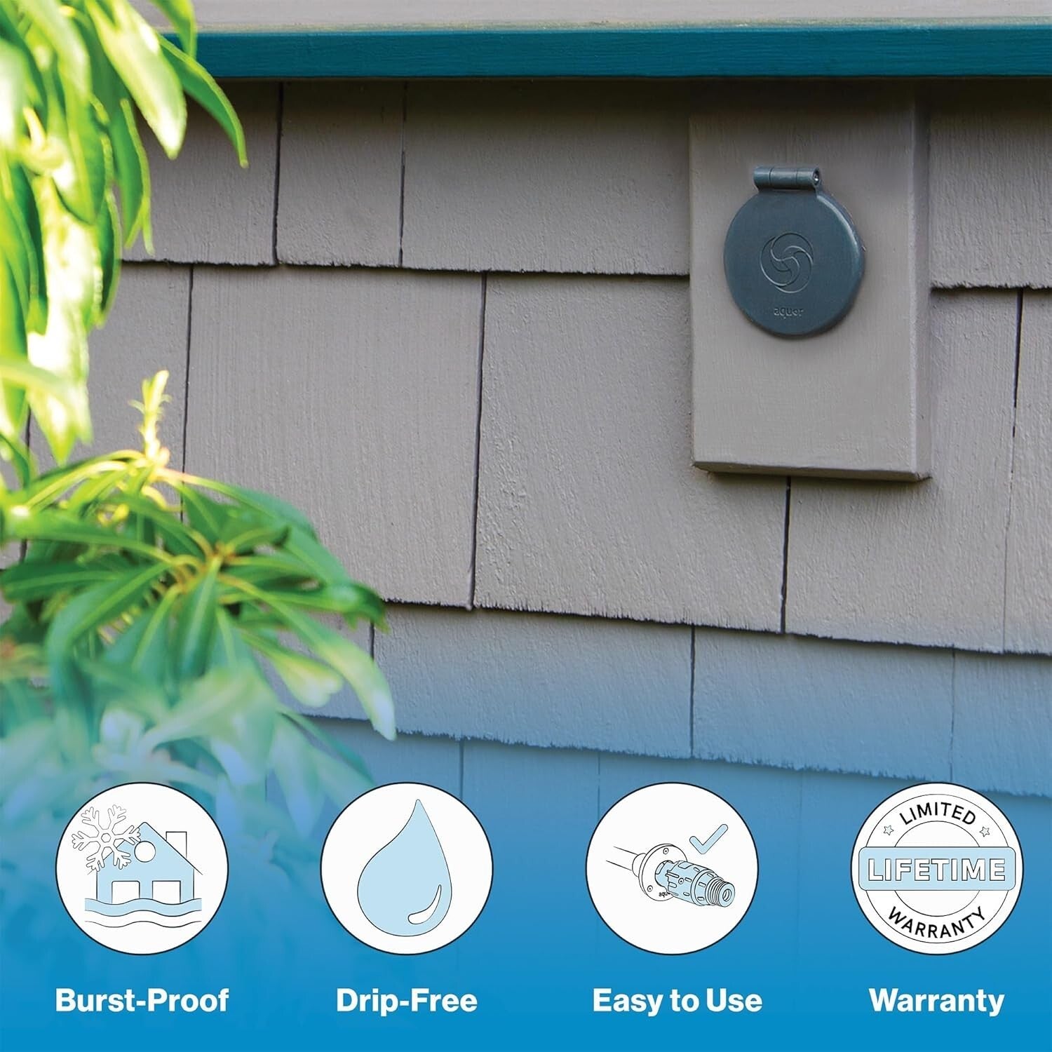 Frost-Free House Hydrant V1+ Outdoor Faucet - Slate Gray, Quick Connect Design