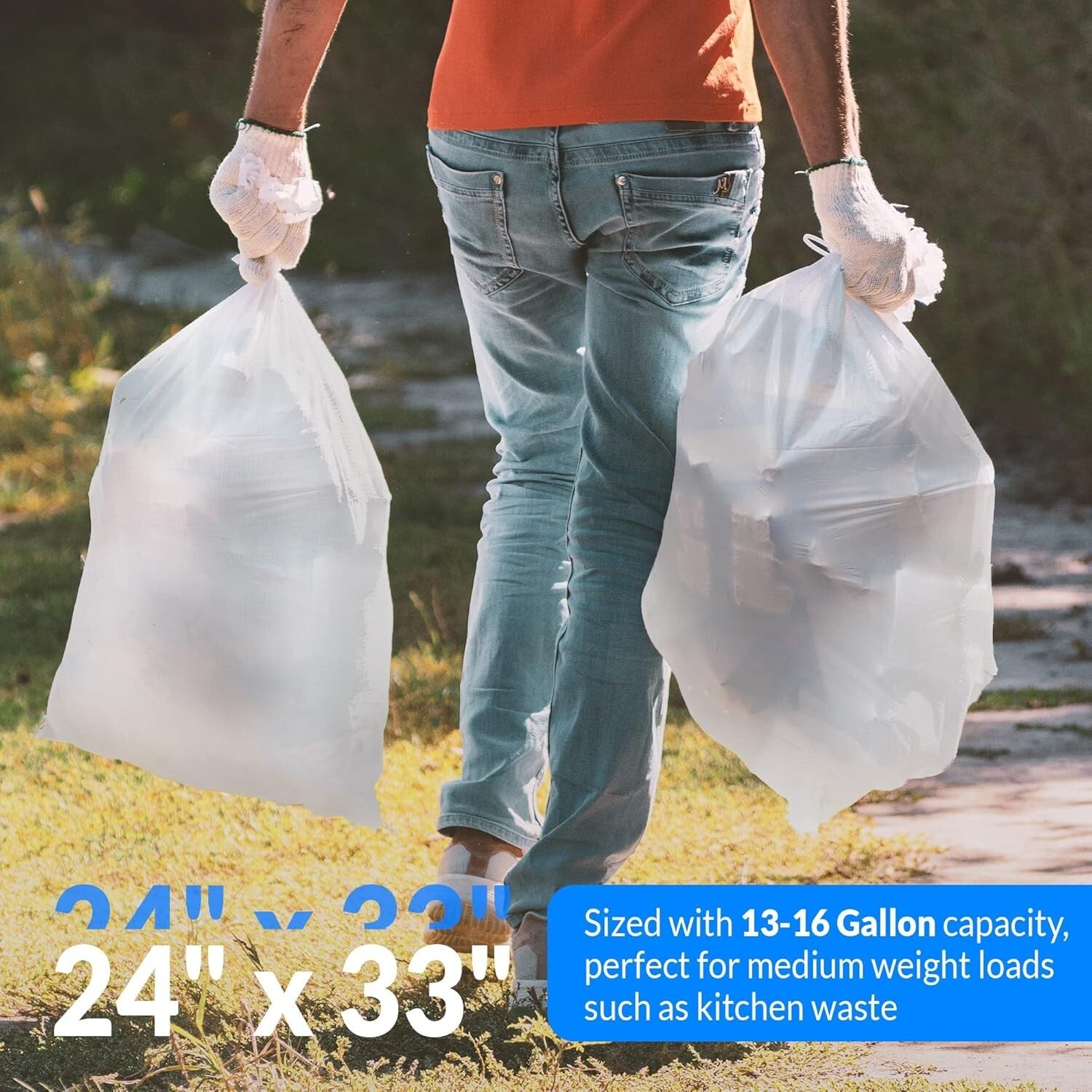 13 Gallon Multi-Use Clear Garbage Bags - 1000 Count for Strong Waste Disposal