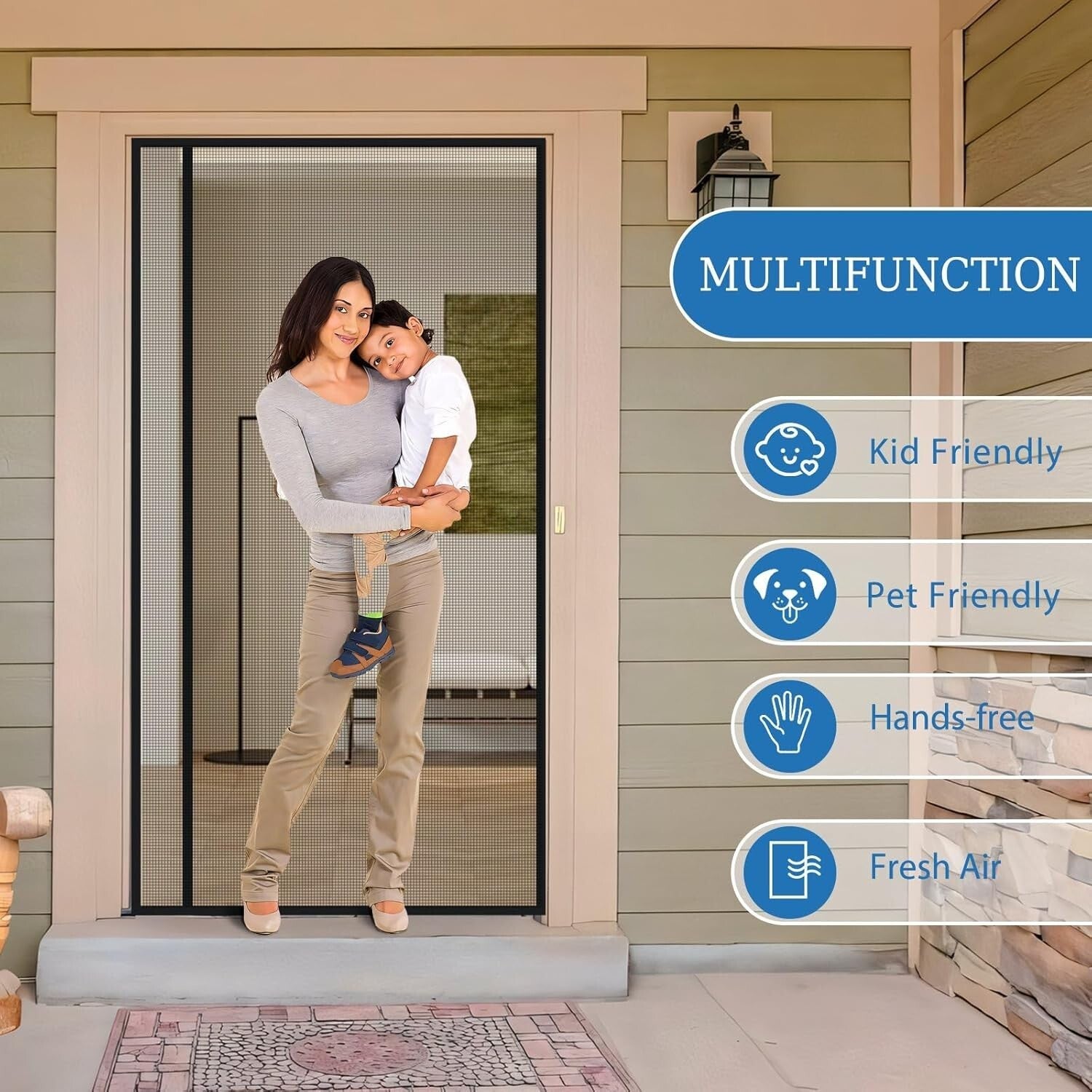 Upgraded PET Magnetic Screen Door - Insect-Proof & Pet Friendly - 72" x 80"