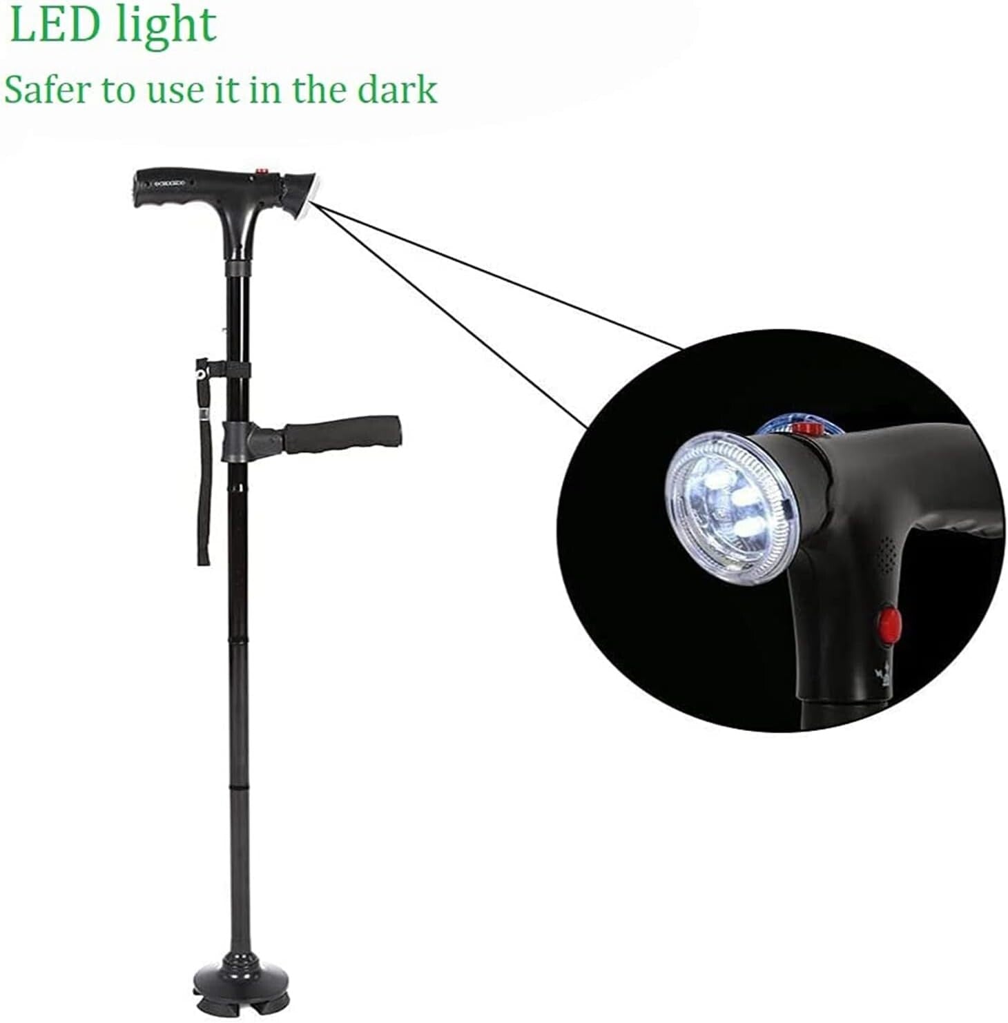 Versatile Walking Cane for Men & Women - Adjustable Length & Built-in Light