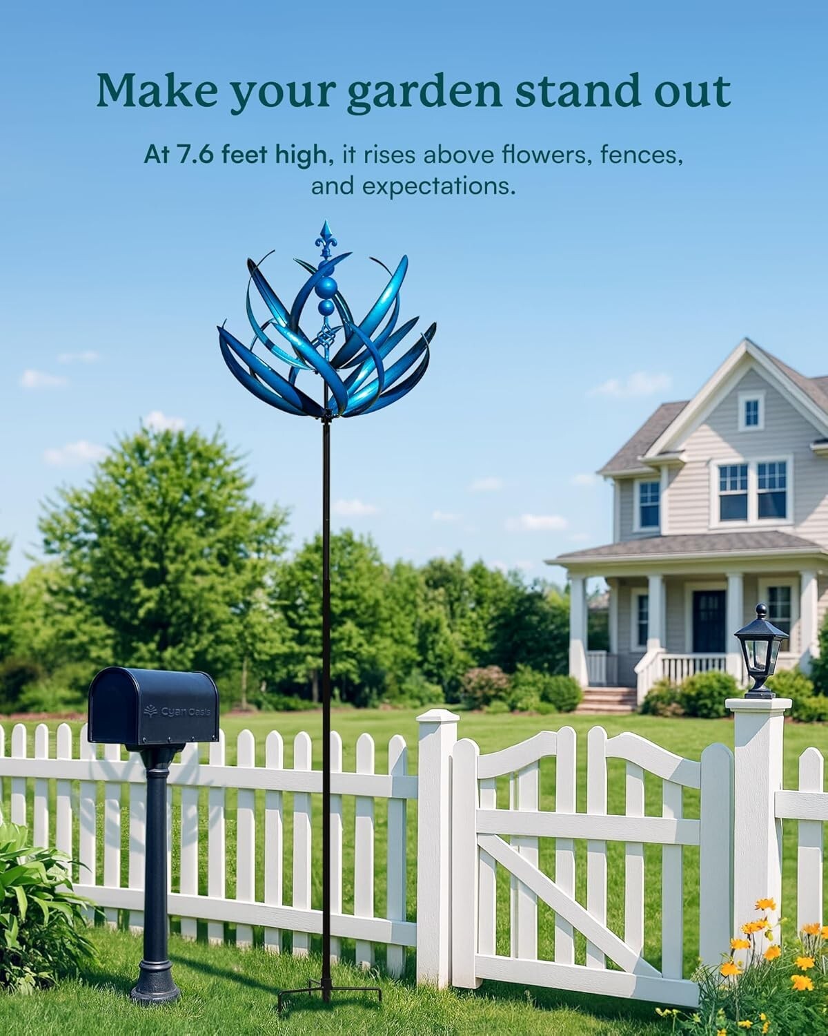 91" Extra Large Metal Wind Spinner with Lotus Design for Vibrant Garden Art