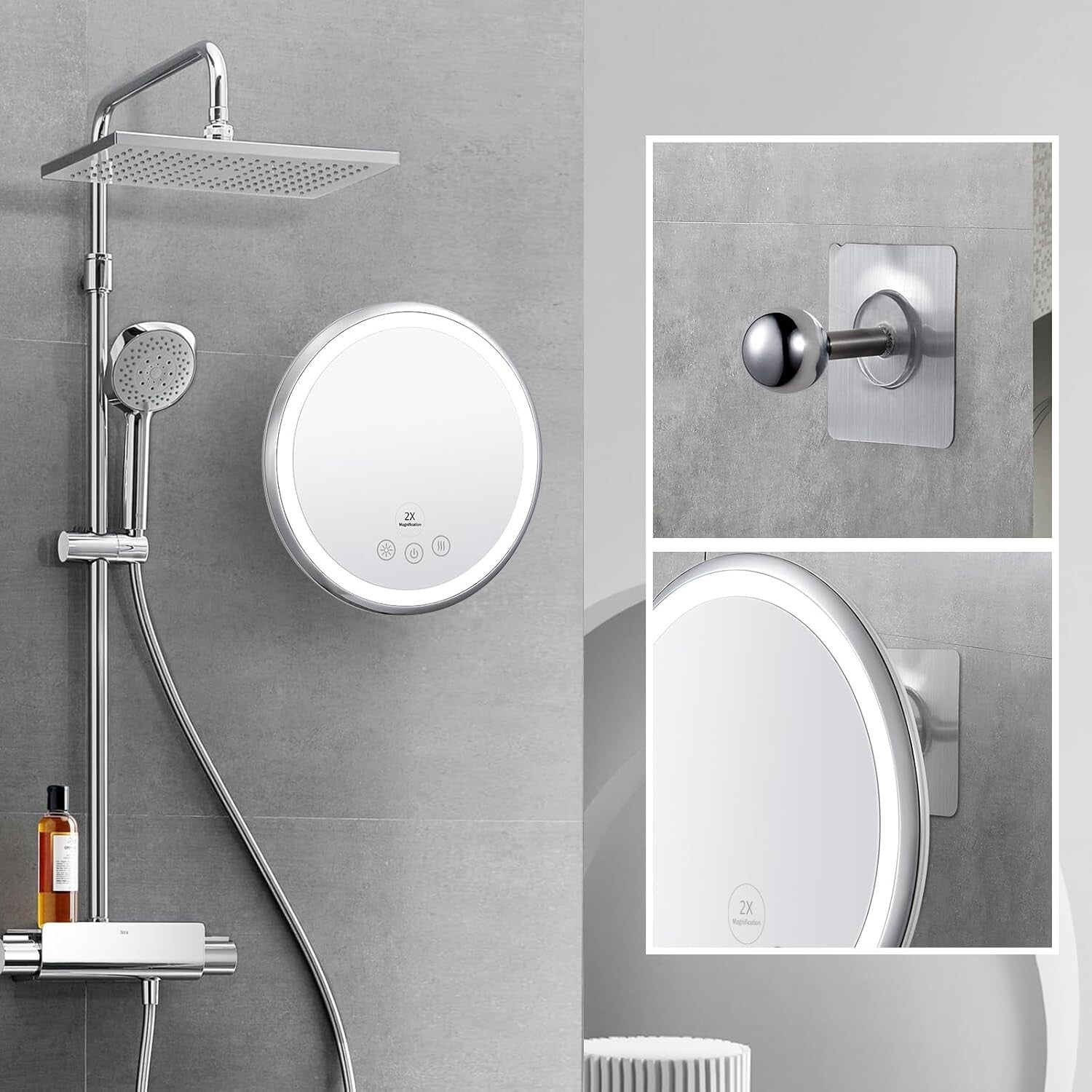 Anti-Fog Heated Shower Mirror with Adjustable Lighting - Perfect for Shaving