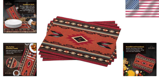 Cibola Placemat Set – 4 Rectangular Placemats with Unique Southwestern Patterns