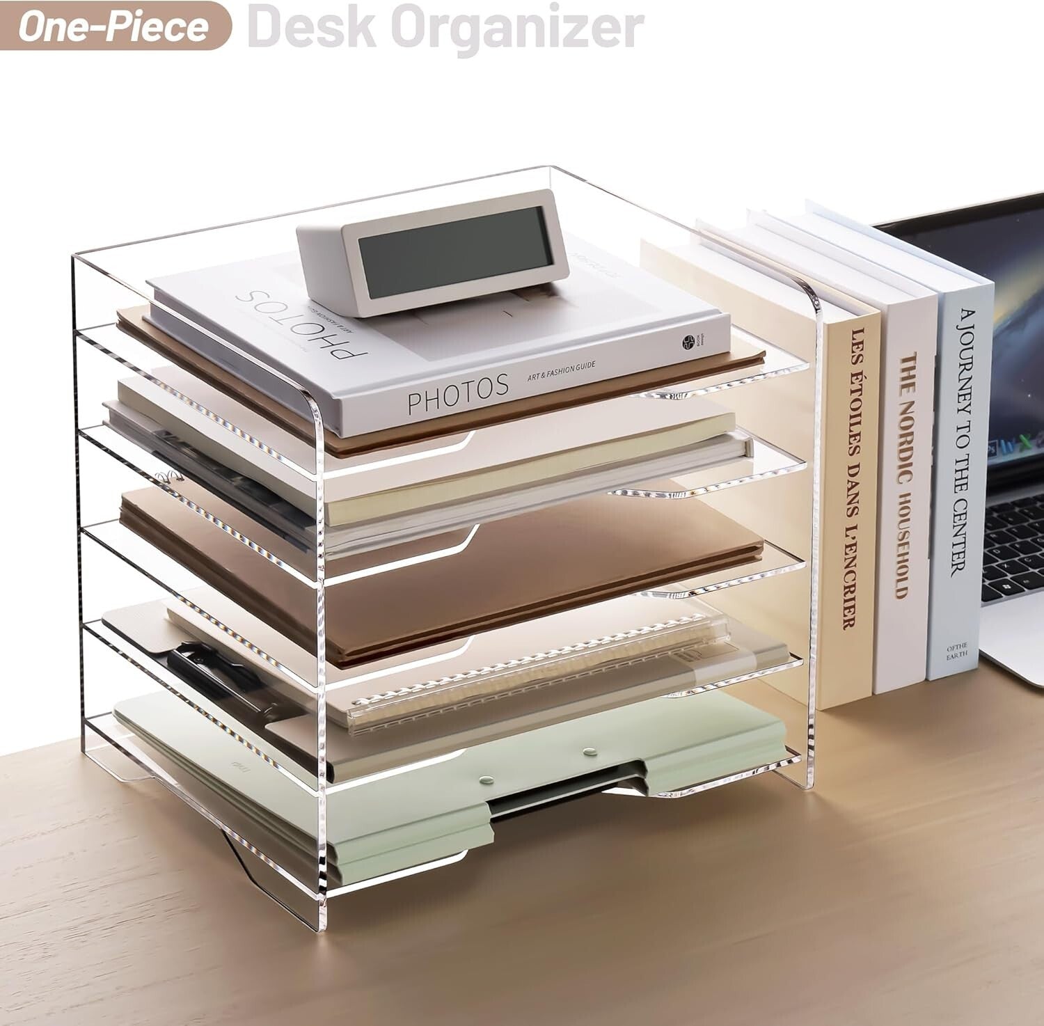 Robust 5-Tier Letter Tray Organizer with Portable Handles for Effortless Access