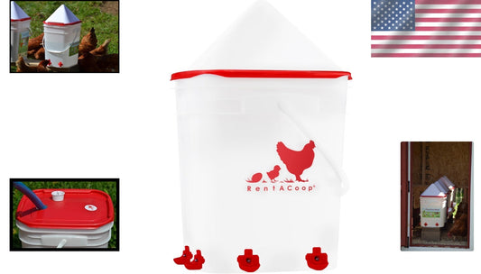 5 Gallon BPA-Free Chicken Waterer Set with 4 Horizontal Nipples - Corner Design