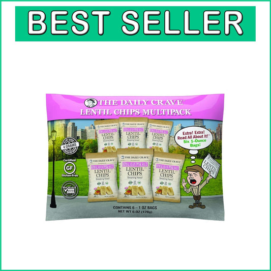 Lentil Chips Multipack: Gluten-Free, Non-GMO 6 Ounce Packs - Ideal Snack