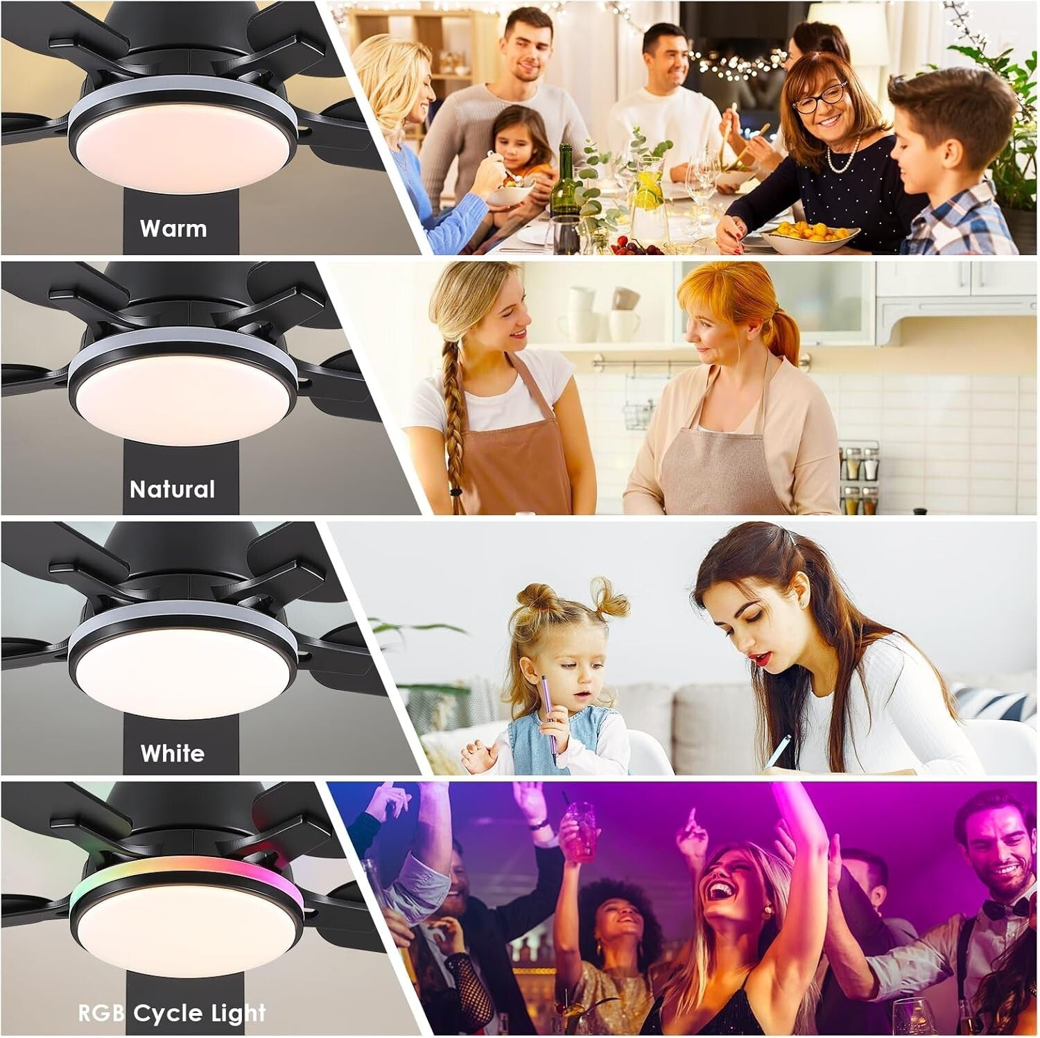 5-Blade Indoor Ceiling Fan: 52" Smart LED Light & Remote Controlled for Bedrooms