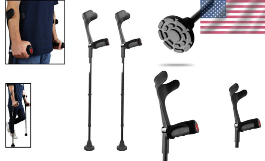 Adjustable Lightweight Forearm Crutches for Adults - Pack of 2 with Comfort Grip