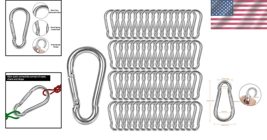 Portable 60-Pack M8 Carabiners with Screw Lock - Ideal for Camping and Hiking