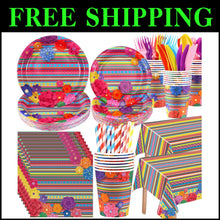 Load image into Gallery viewer, Disposable Mexican Party Tableware Set for 50 - Quick Cleanup &amp; Festive Style