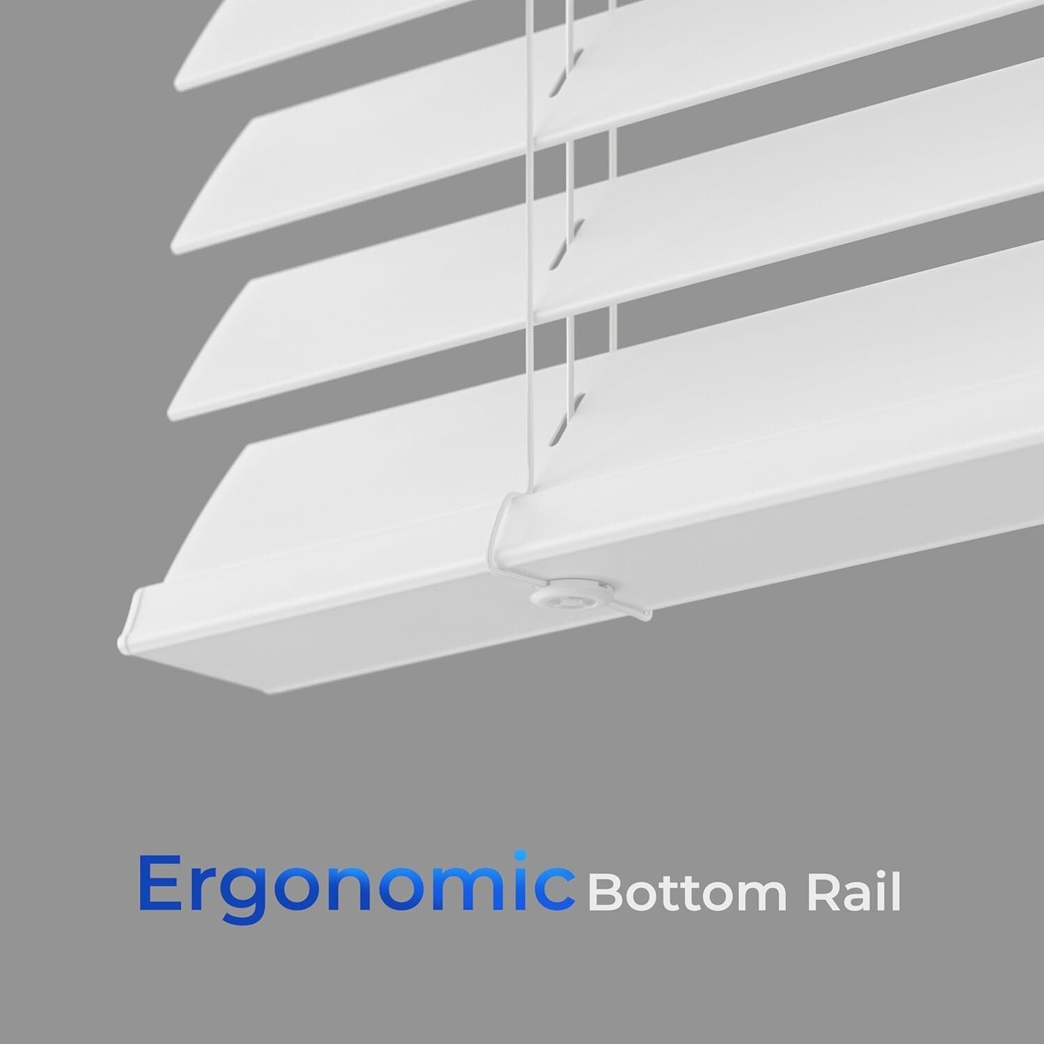 Custom Cut 2-Inch Faux Wood Blinds - Room Darkening, No Cords - 23" x 64"