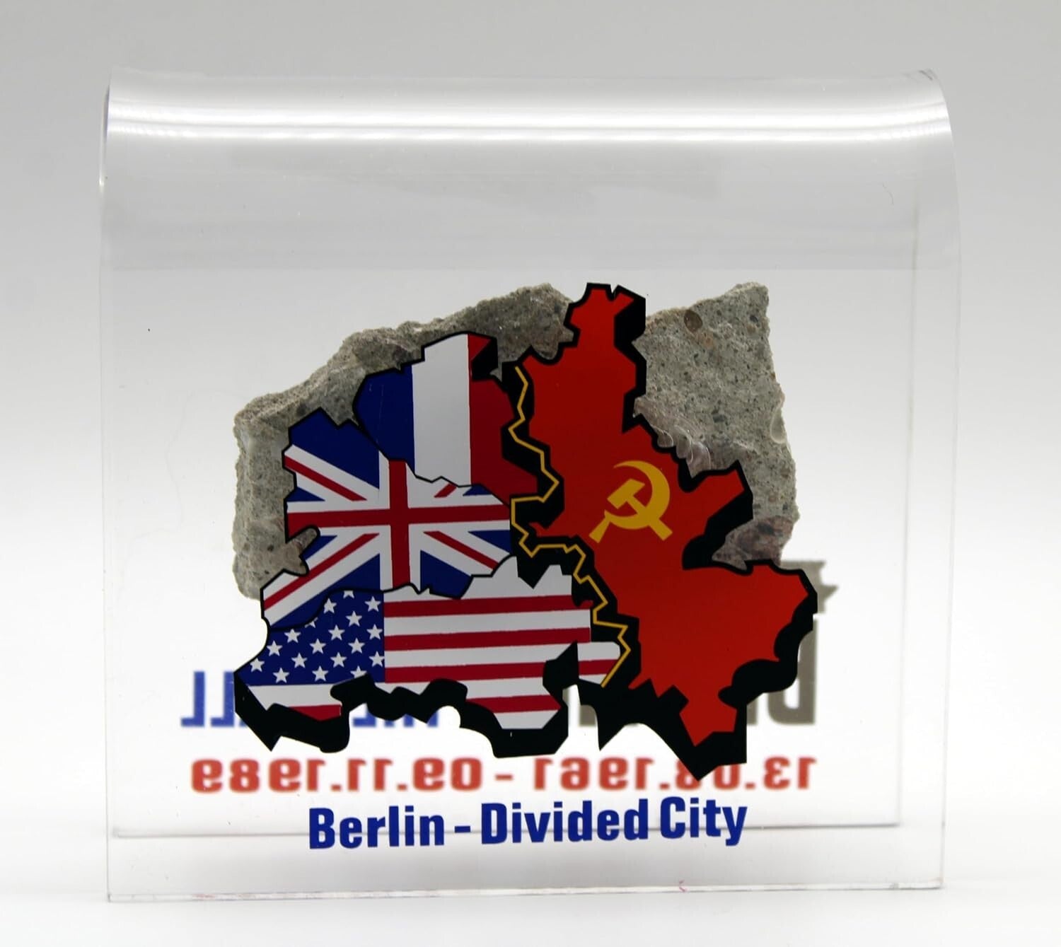 Collectible Berlin Wall Fragment in Durable Acrylic Display - Perfect 4"x4" Size