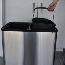 Load image into Gallery viewer, Stainless Steel 16 Gallon Motion Sensor Trash &amp; Recycling Bin - Silver