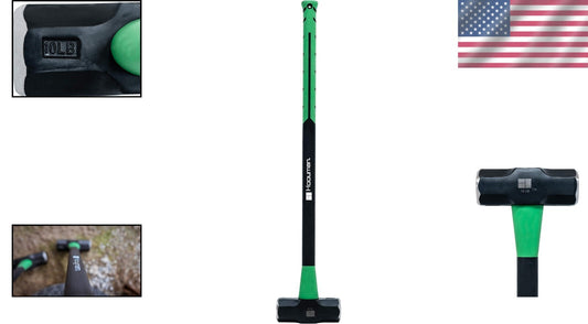 Durable 10lb Sledge Hammer with No-Slip Grip & Fiberglass Handle for Tough Tasks