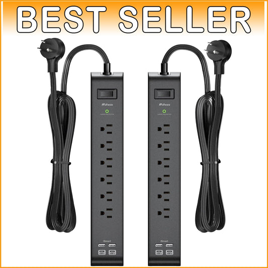 900 Joules Surge Protector with 6 AC Outlets and 4 USB Ports for Home Office