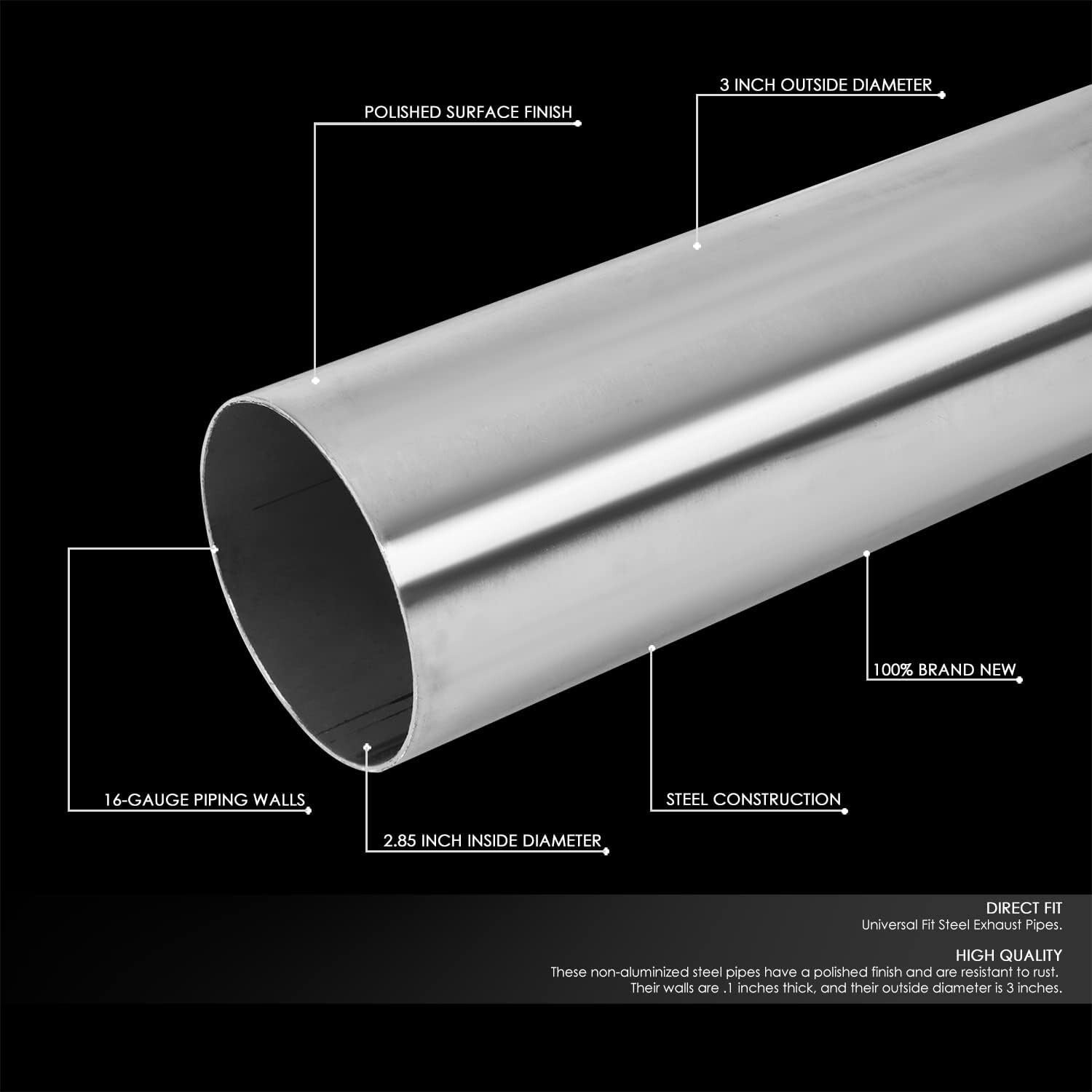 DIY Universal Exhaust Tubing Kit - 16 Pcs 3.0" Stainless Steel Mandrel Bends