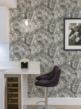 Load image into Gallery viewer, Repositionable Tropical Peel &amp; Stick Wallpaper - 30.75 sq ft Black &amp; White