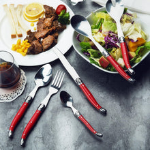 Load image into Gallery viewer, Laguiole 34-Piece Stainless Steel Dinnerware Set with Decorative Red Handles