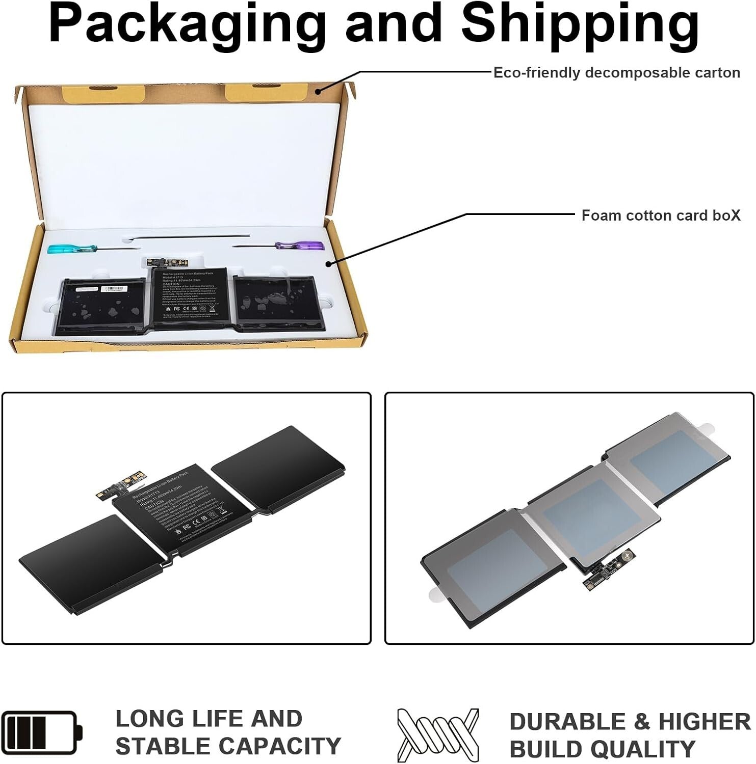 Reliable Replacement Battery for MacBook Pro 13 Inch A1708, A2159, A2289 Models